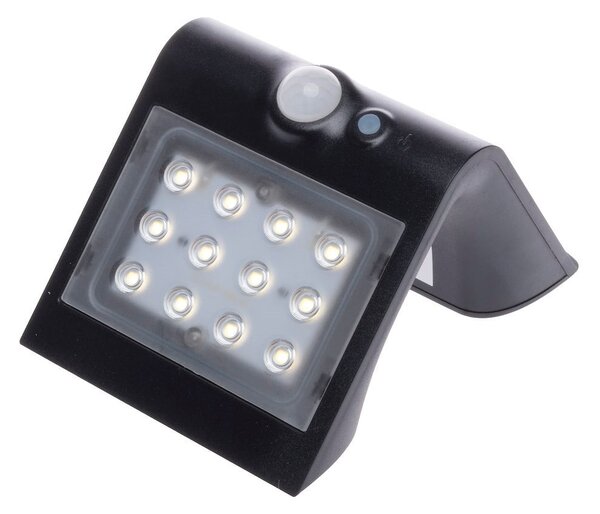 Exteriérové solárne nástenné LED svietidlo Butterfly, 1x LED 1,5w, čierna, pohybový senzor