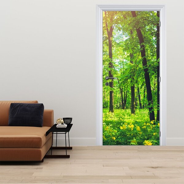 Fototapeta na dvere - Jarný listnatý les (95x205cm)