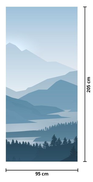 Fototapeta na dvere - Hory pohľadom grafika (95x205cm)