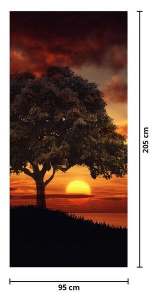 Fototapeta na dvere - Strom so západom slnka (95x205cm)