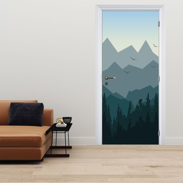 Fototapeta na dvere - Hory pohľadom grafika (95x205cm)