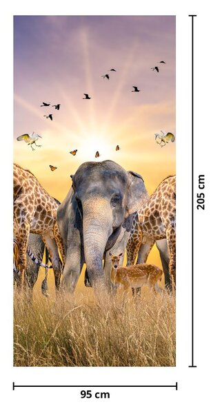 Fototapeta na dvere - Africké zvieratá (95x205cm)