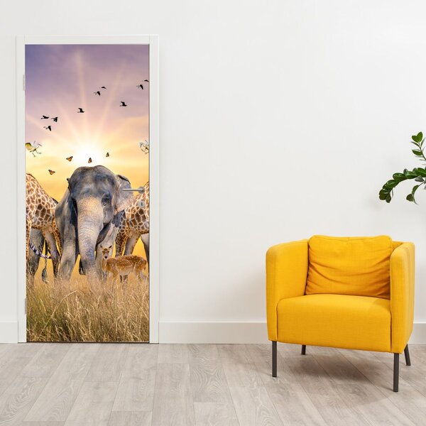 Fototapeta na dvere - Africké zvieratá (95x205cm)