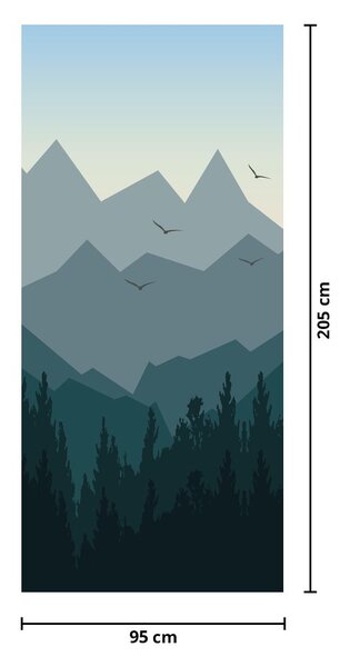 Fototapeta na dvere - Hory pohľadom grafika (95x205cm)