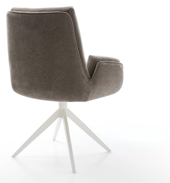 DELIFE Jedálenská stolička Clea-Flex texturovaná látka mäkká taupe krížová podstava široká biela 360° otočná s hojdacou funkciou