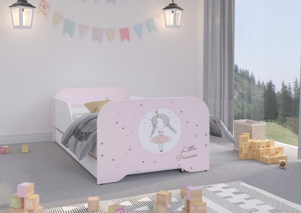 Nádherná detská posteľ 160 x 80 cm s princezničkou Ružová