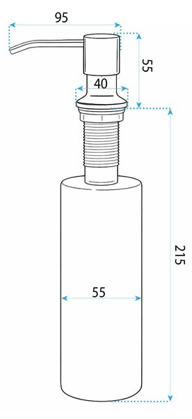 Vstavaný dávkovač mydla/saponátu REA LON, 300 ml, čierna matná