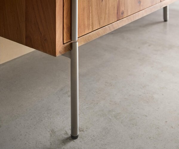 DELIFE Komoda Rivoro 210 cm akácia prírodná 4 dvierka