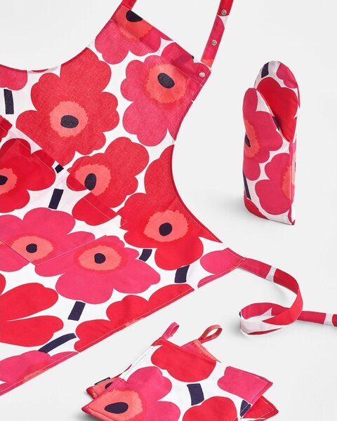 Marimekko Kuchynská chňapka Unikko, červeno-biela
