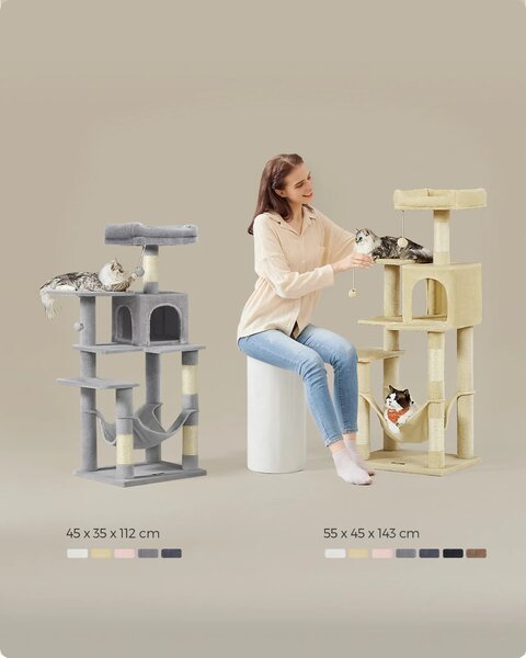 SONGMICS Kočičí škrabadlo Lupola II 143 cm béžové