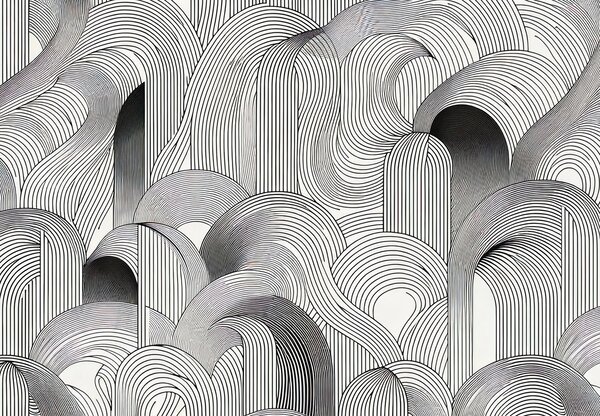 Fototapeta - Zmätok čiernych línií (147x102 cm)
