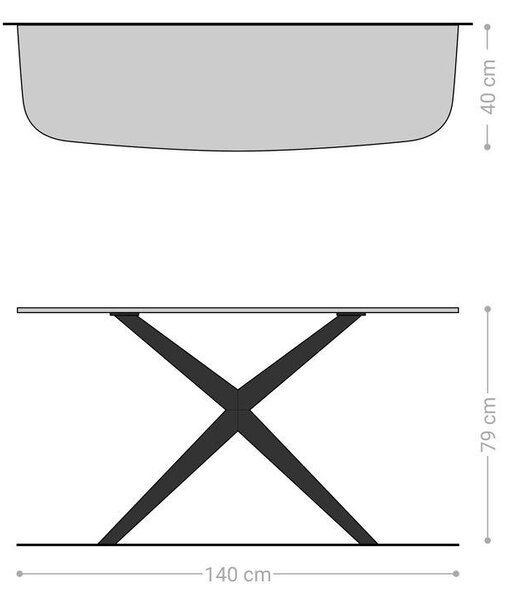 DELIFE Konzolový stolík Edge zaoblený 140×40 cm keramika betón sivá Estelo kov čierna