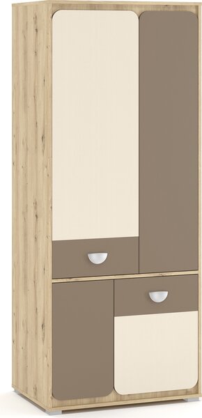 Nabbi Štvordverová šatníková skriňa Loros W-4D - dub artisan / latte / champagne