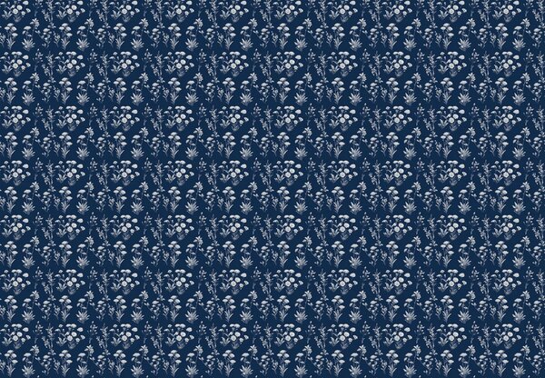 Fototapeta - Kvetinový vzor na modrom pozadí (147x102 cm)