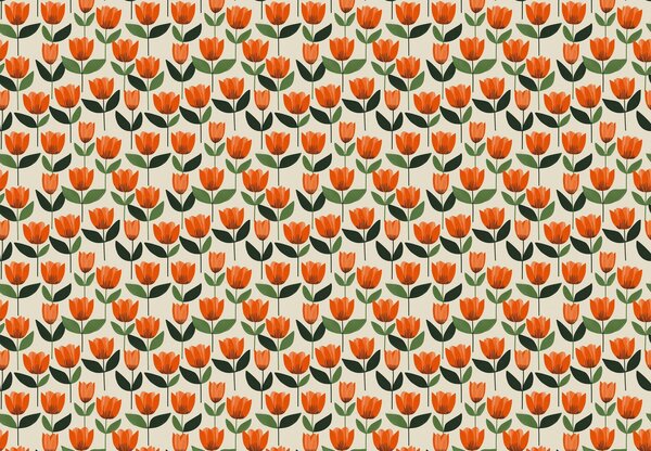 Fototapeta - Vzor s tulipánmi (147x102 cm)