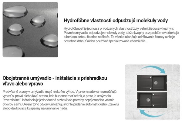 Deante Magnetic, 2-komorový granitový drez s odkvapkávačom 1160x500x224 mm, čierna matná, DEA-ZRM_N213
