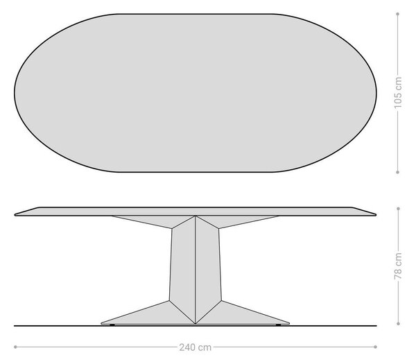 DELIFE Jedálenský stôl Aithon 240×105 cm akácia hnedá kovová podstava čierna oválny