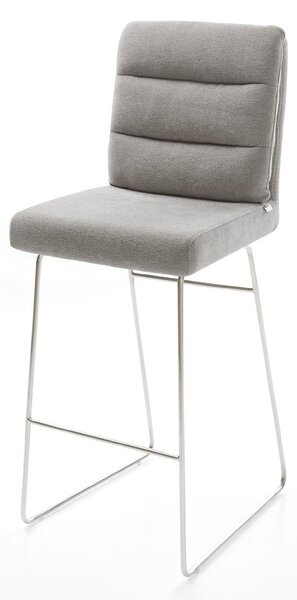 DELIFE Barová stolička Pela-Flex texturovaná látka mäkká sivá tenká podstava nerezová oceľ strieborná