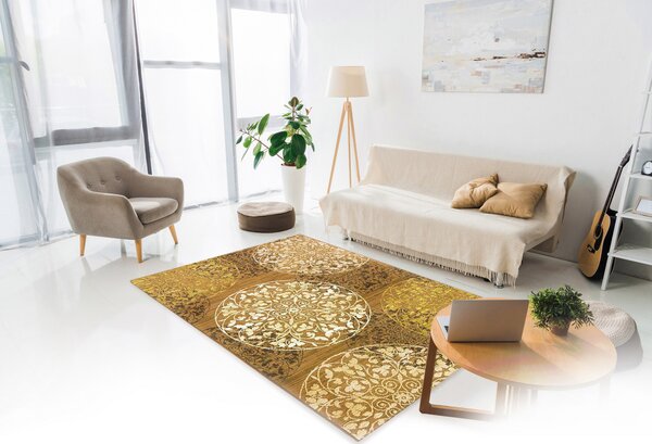 Oriental Weavers, Kusový koberec Zoya 128 N – na von aj na doma, 120x180, žltá, chodba / predsieň
