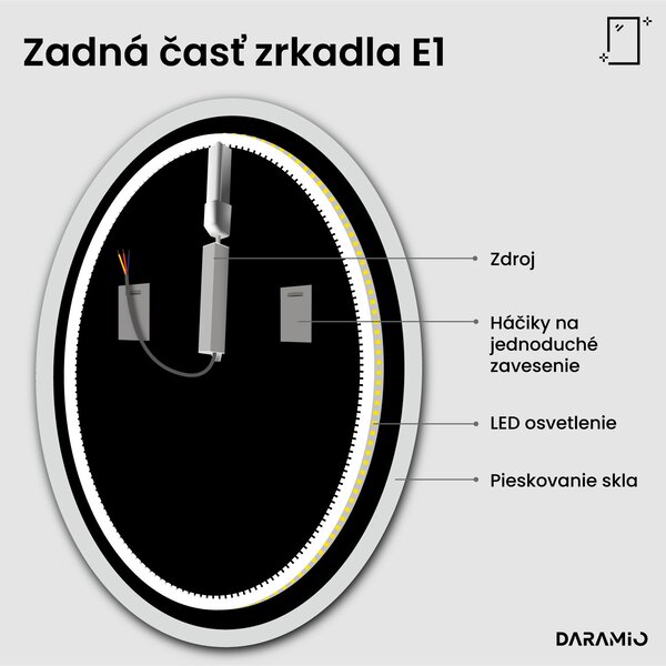 Okrúhle zrkadlo do kúpeľne s LED svetlom E1