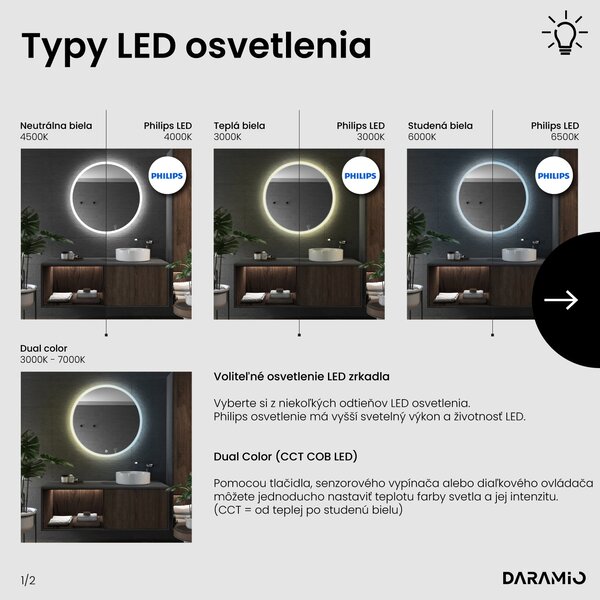 Okrúhle zrkadlo do kúpeľne s LED svetlom E1