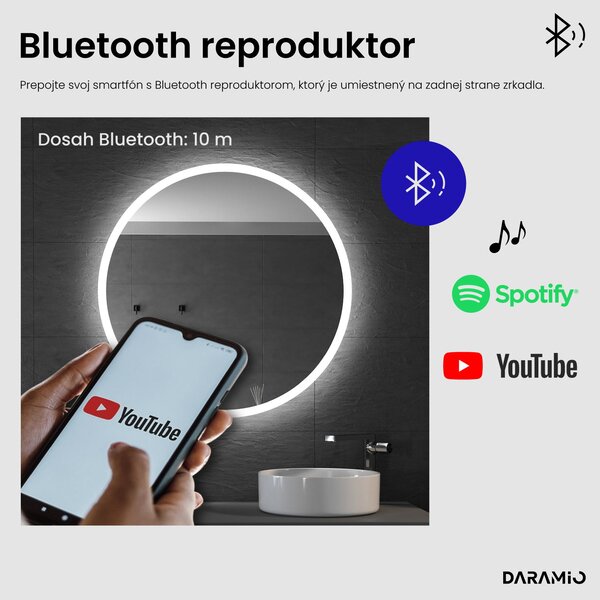 Okrúhle zrkadlo do kúpeľne s LED svetlom E1