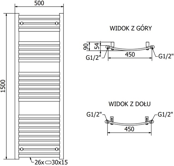Mexen Helios, elektrické vykurovacie teleso 1500 x 500 mm, 600 W, zlatá lesklá, W103-1500-500-2600-50