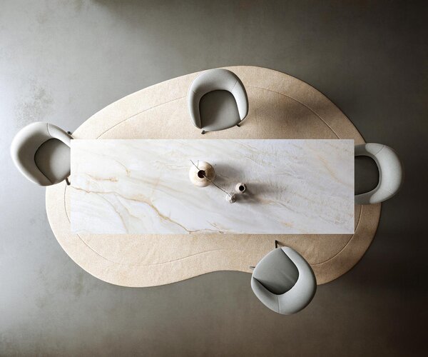 DELIFE Jedálenský stôl Edge 300×100 cm keramika onyx perla Zenthara hranatý kov čierna