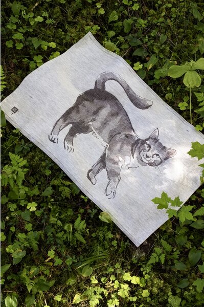 Lapuan Kankurit Ľanová utierka Kissa 46x70, sivo-čierna
