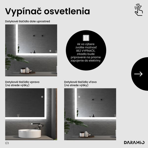 Zrkadlo do kúpeľne s LED osvetlením F1