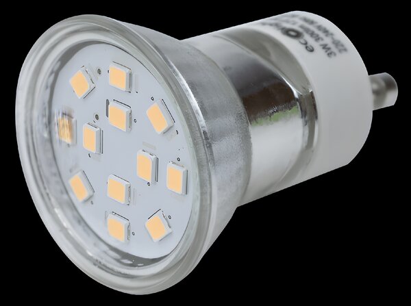 ECOLIGHT LED žiarovka GU11 3W GU10 35mm teplá farba 3000k sklo