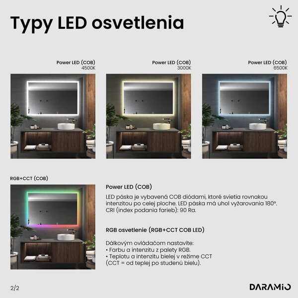 Zrkadlo do kúpeľne s LED osvetlením F1