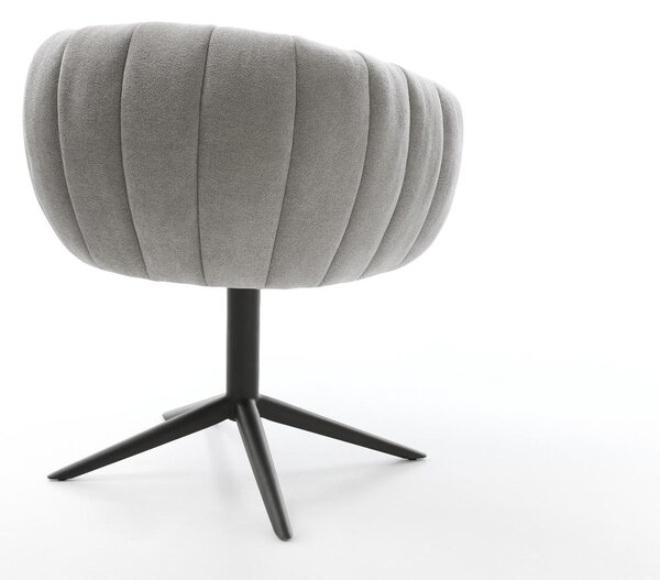 DELIFE Jedálenská stolička Jada-Flex texturovaná látka mäkký sivá čierna krížová podstava 360° otočný hojdacia funkcia vrecková pružina