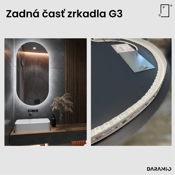 Atypické zrkadlo do kúpeľne s LED osvetlením G3