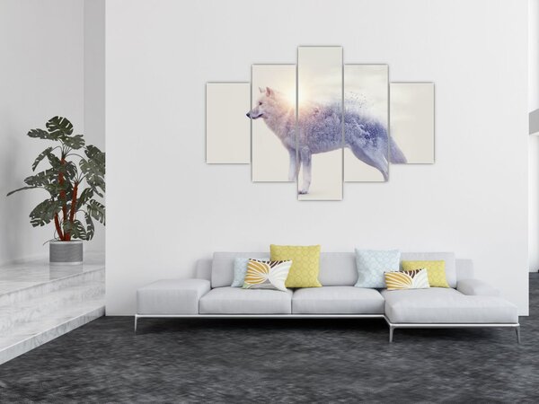 Obraz - Arktický vlk zrkadliaci divokú krajinu (150x105 cm)