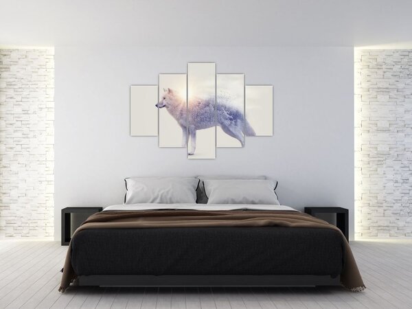 Obraz - Arktický vlk zrkadliaci divokú krajinu (150x105 cm)