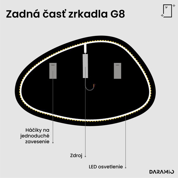 Atypické zrkadlo do kúpeľne s LED osvetlením G8