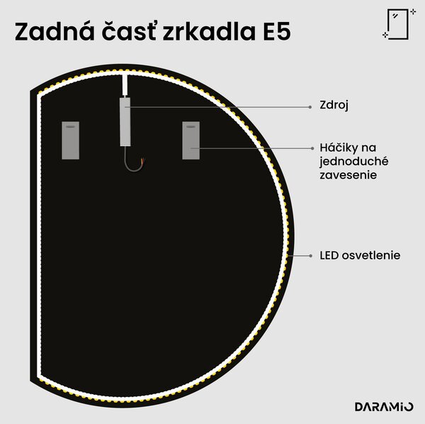 Okrúhle zrkadlo do kúpeľne s LED svetlom E5