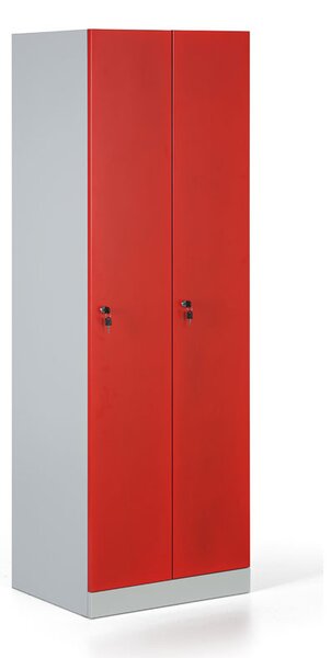 Kovová šatníková skrinka S1, 2-dverová, 1850 x 600 x 500 mm, demont, cylindrický zámok, červené dvere