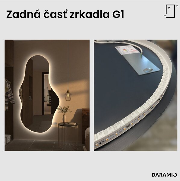 Atypické zrkadlo do kúpeľne s LED osvetlením G1