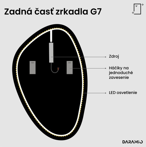 Atypické zrkadlo do kúpeľne s LED osvetlením G7