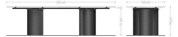 DELIFE Jedálenský stôl Edge 300×100 cm keramika onyx perla Troa kov čierna