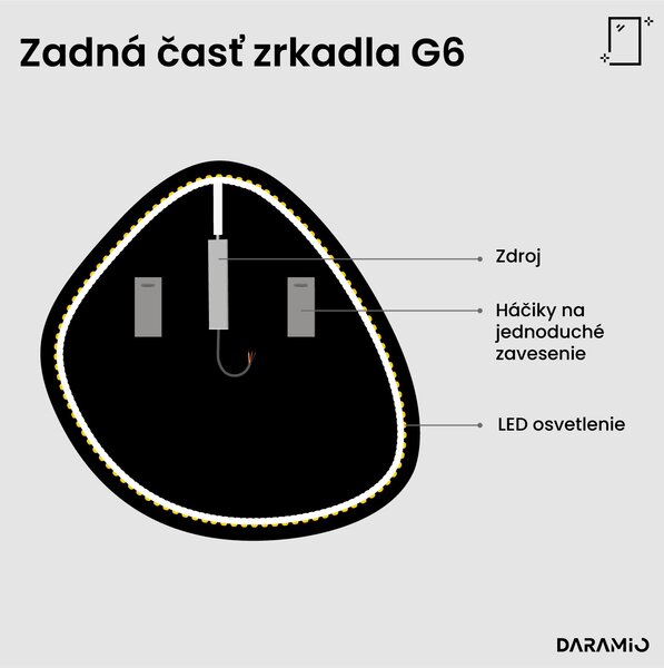 Atypické zrkadlo do kúpeľne s LED osvetlením G6