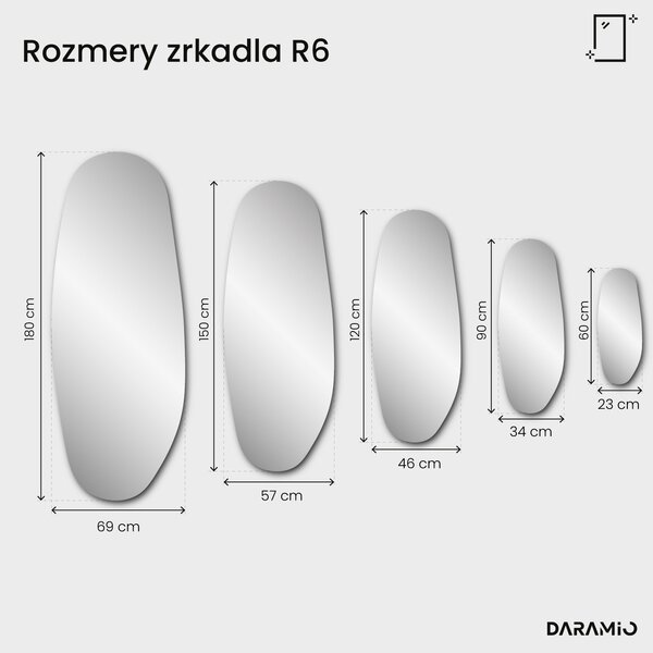 Oválne zrkadlo Pure s fazetou R6