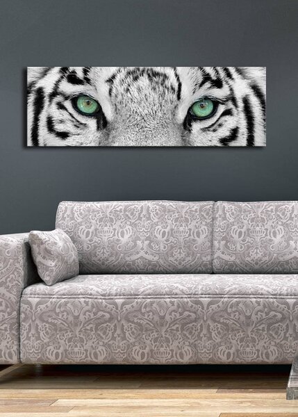 ASIR Obraz na plátne s LED podsvietením BIELY TIGER 30 cm