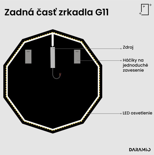Atypické zrkadlo do kúpeľne s LED osvetlením G11