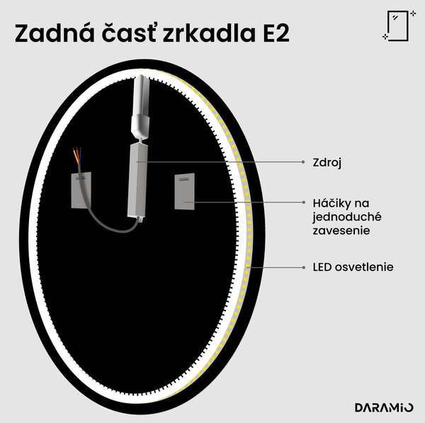 Okrúhle zrkadlo do kúpeľne s LED svetlom E2