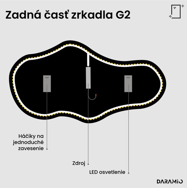 Atypické zrkadlo do kúpeľne s LED osvetlením G2