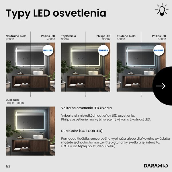 Zrkadlo do kúpeľne s LED osvetlením F2
