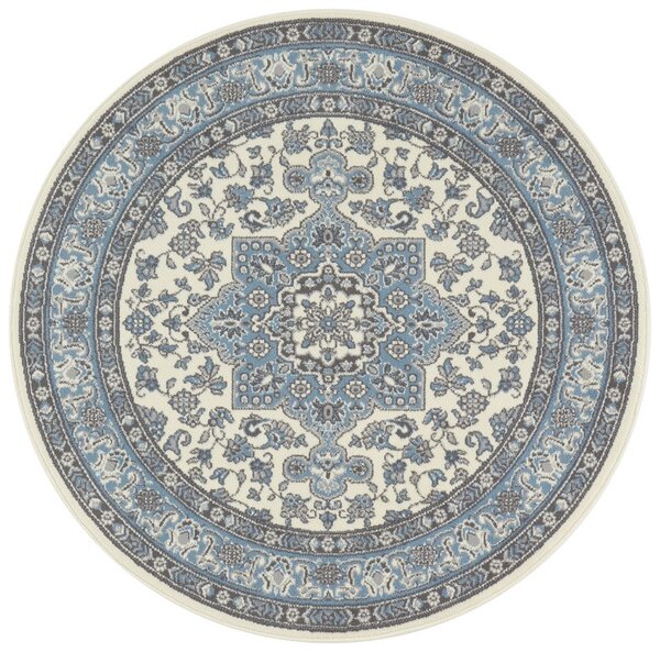 Nouristan - Hanse Home koberce Kruhový koberec Mirkan 104442 Cream / Skyblue - 160x160 (priemer) kruh cm